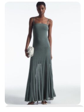 cos halterneck a-line maxi dress Glossy halter maxi dress – Line & Dot main image 1